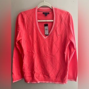 SOLD Tommy Hilfiger salmon v-neck sweater